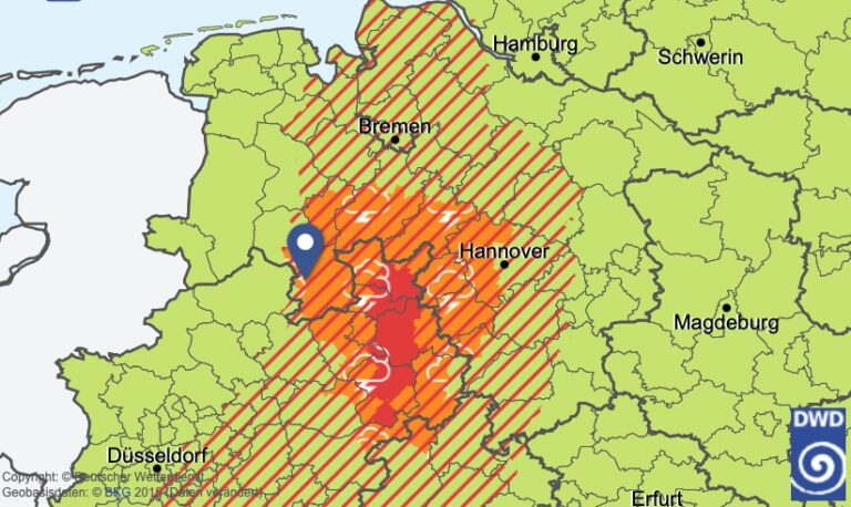 Unwetterwarnung für Osnabrück
