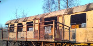 Der abgebrannte Waggon. / Foto: Imke Wedemeyer