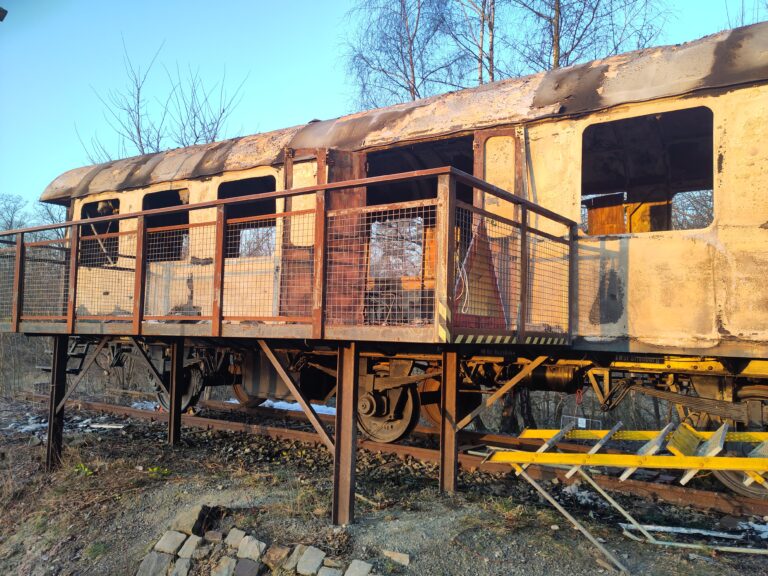 Der abgebrannte Waggon. / Foto: Imke Wedemeyer